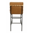 Pemberly Row Authentic Leather Bar Stool in Tan on Metal Frame
