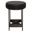Pemberly Row Authentic Leather Counter Stool in Antique Black with Footrest
