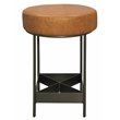Pemberly Row Authentic Leather Counter Stool in Tan with Footrest
