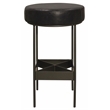 Pemberly Row Authentic Leather Bar Stool in Antique Black with Footrest