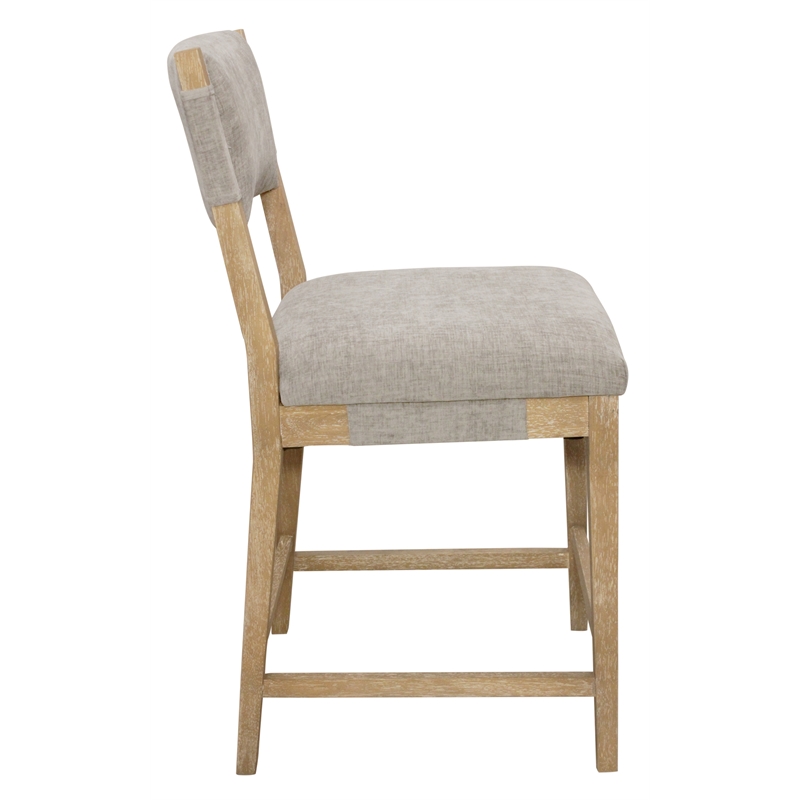 Pemberly Row Linen Fabric Counter Stool in Slate Gray on Solid Wood