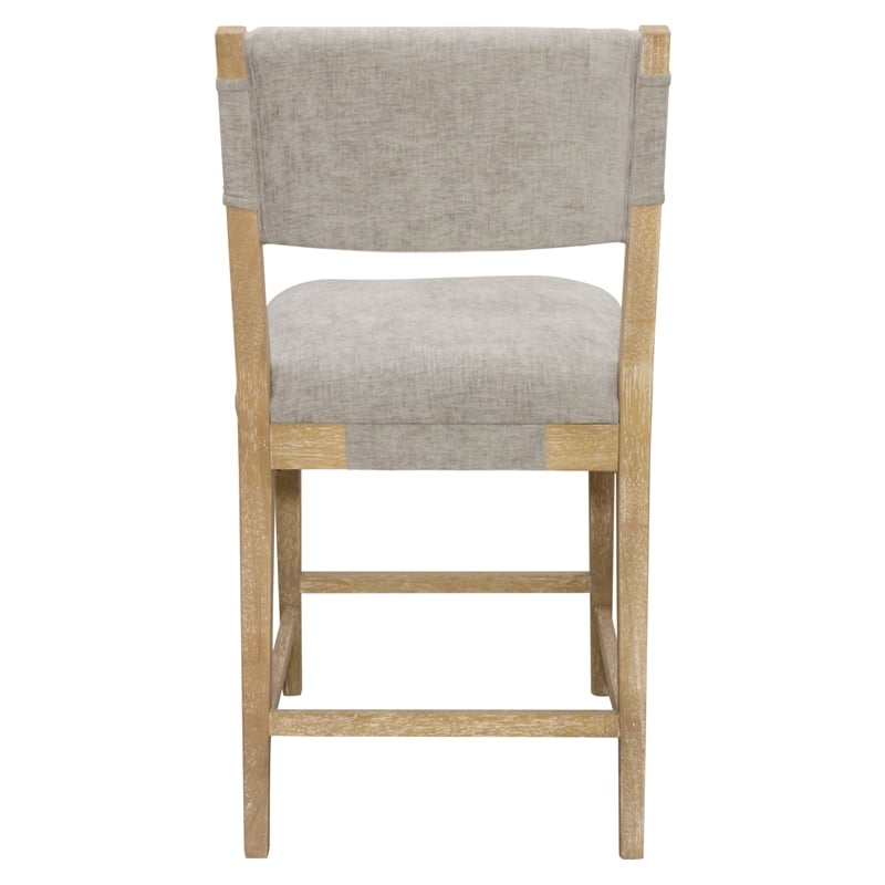 Pemberly Row Linen Fabric Counter Stool in Slate Gray on Solid Wood