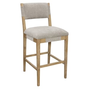 Pemberly Row Linen Fabric Bar Stool in Slate Gray on Solid Wood