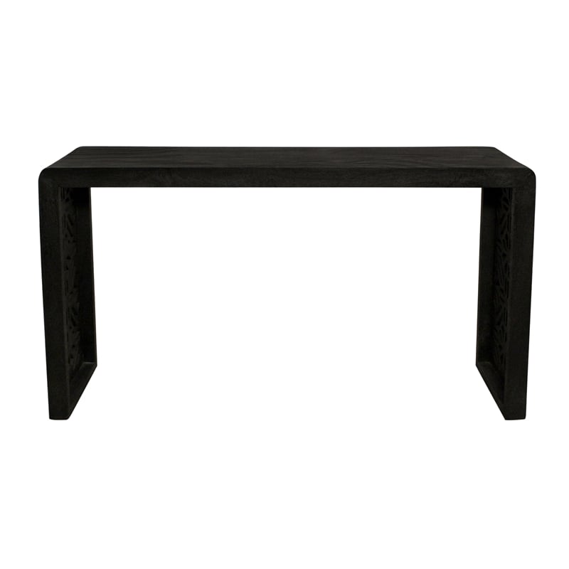 Pemberly Row Hand-Carved Solid Mango Wood Console Table in Charcoal