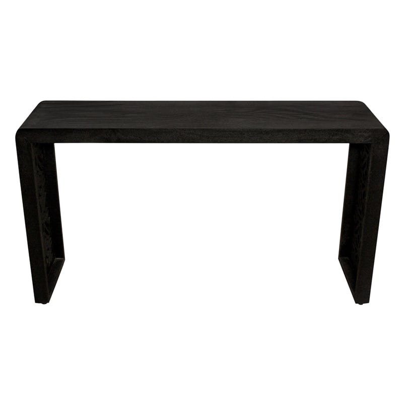 Pemberly Row Hand-Carved Solid Mango Wood Console Table in Charcoal
