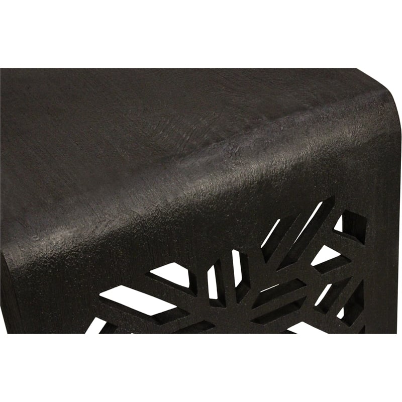Pemberly Row Hand-Carved Solid Mango Wood Console Table in Charcoal