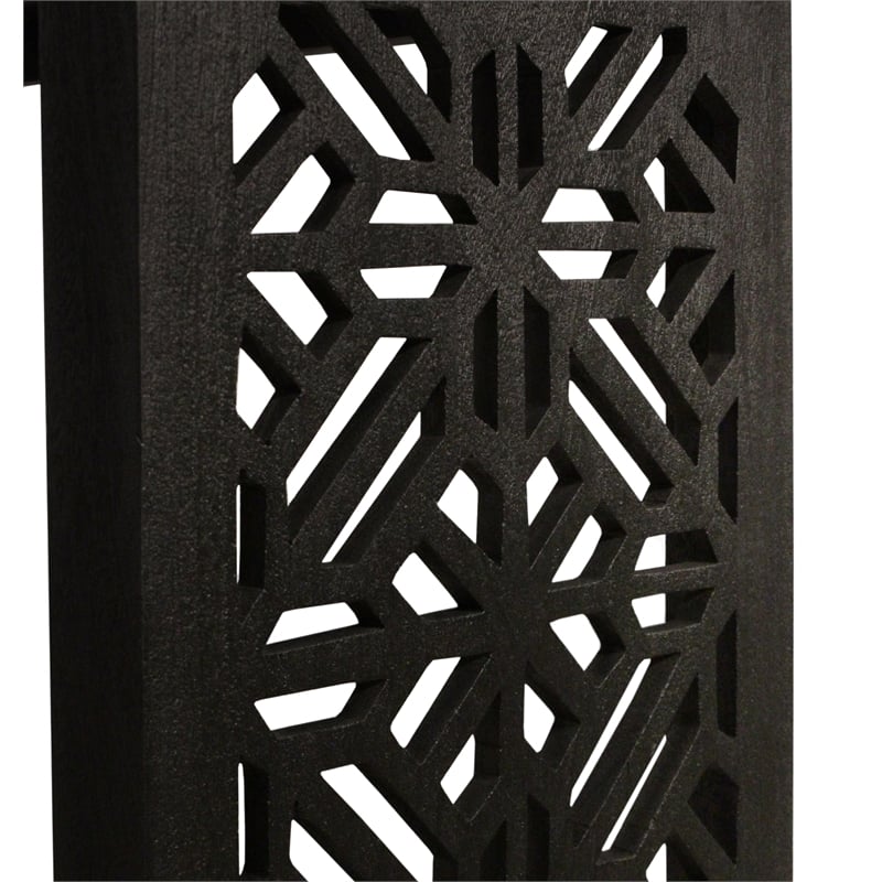Pemberly Row Hand-Carved Solid Mango Wood Console Table in Charcoal