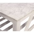 Pemberly Row White Marble Cocktail Table with Solid Wood Base in Sur Tone