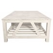 Pemberly Row White Marble Cocktail Table with Solid Wood Base in Sur Tone
