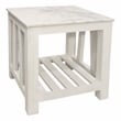 Pemberly Row White Marble End Table with Solid Wood Base in Sur Tone