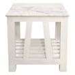 Pemberly Row White Marble End Table with Solid Wood Base in Sur Tone