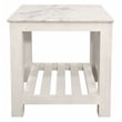 Pemberly Row White Marble End Table with Solid Wood Base in Sur Tone