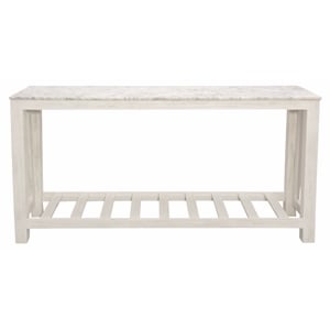 Pemberly Row White Marble Console Table with Solid Wood Base in Sur Tone