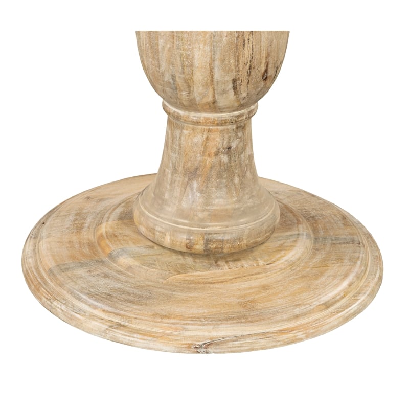 Pemberly Row Solid Mango Wood Pedestal Counter Table in Natural Finish