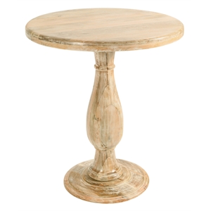 Pemberly Row Solid Mango Wood Pedestal Counter Table in Natural Finish