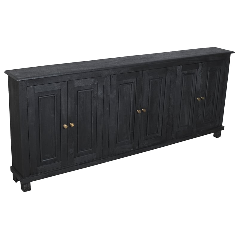 Pemberly Row 6-Door Solid Mango Wood Sideboard in Charcoal Gray Finish