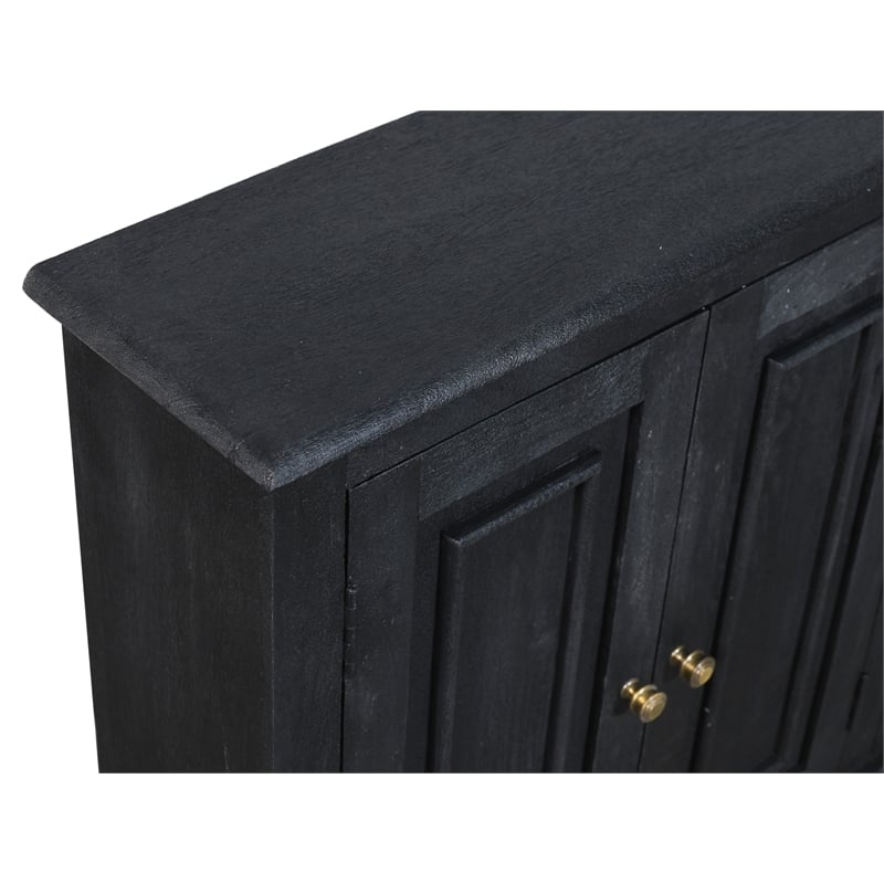 Pemberly Row 6-Door Solid Mango Wood Sideboard in Charcoal Gray Finish