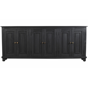 Pemberly Row 6-Door Solid Mango Wood Sideboard in Charcoal Gray Finish