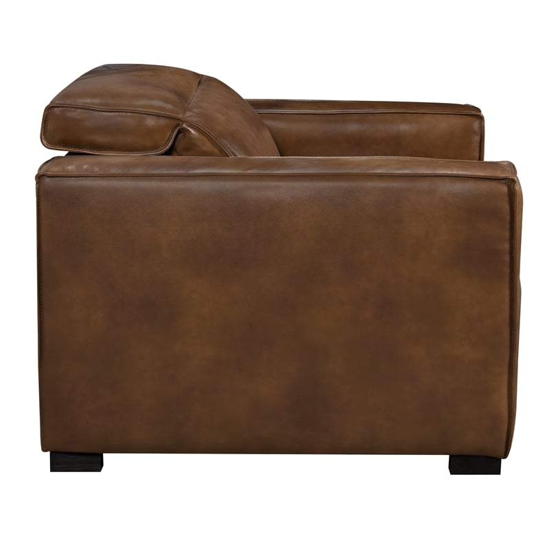 Pemberly Row Full-Leather Power Reclining Lounge Chair in Tan with Black Legs