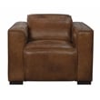 Pemberly Row Full-Leather Power Reclining Lounge Chair in Tan with Black Legs
