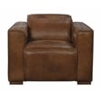 Pemberly Row Full-Leather Power Reclining Lounge Chair in Tan with Brown Legs