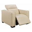 Pemberly Row Full-Leather Power Reclining Lounge Chair in Beige with Black Legs