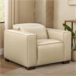 Pemberly Row Full-Leather Power Reclining Lounge Chair in Beige with Brown Legs