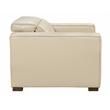 Pemberly Row Full-Leather Power Reclining Lounge Chair in Beige with Brown Legs