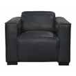 Pemberly Row Full-Leather Power Reclining Lounge Chair in Blue with Black Legs