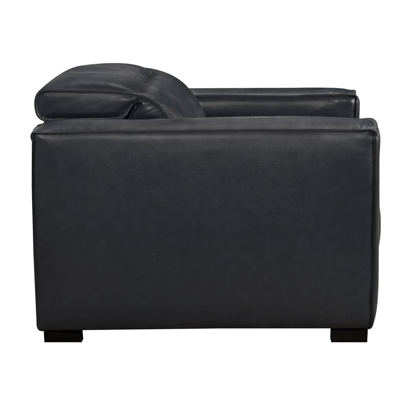 Pemberly Row Full-Leather Power Reclining Lounge Chair in Blue with Black Legs