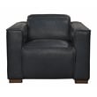 Pemberly Row Full-Leather Power Reclining Lounge Chair in Blue with Brown Legs