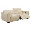 Pemberly Row Full-Leather Power Reclining Sofa in Beige with Black Legs