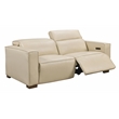 Pemberly Row Full-Leather Power Reclining Sofa in Beige with Brown Legs
