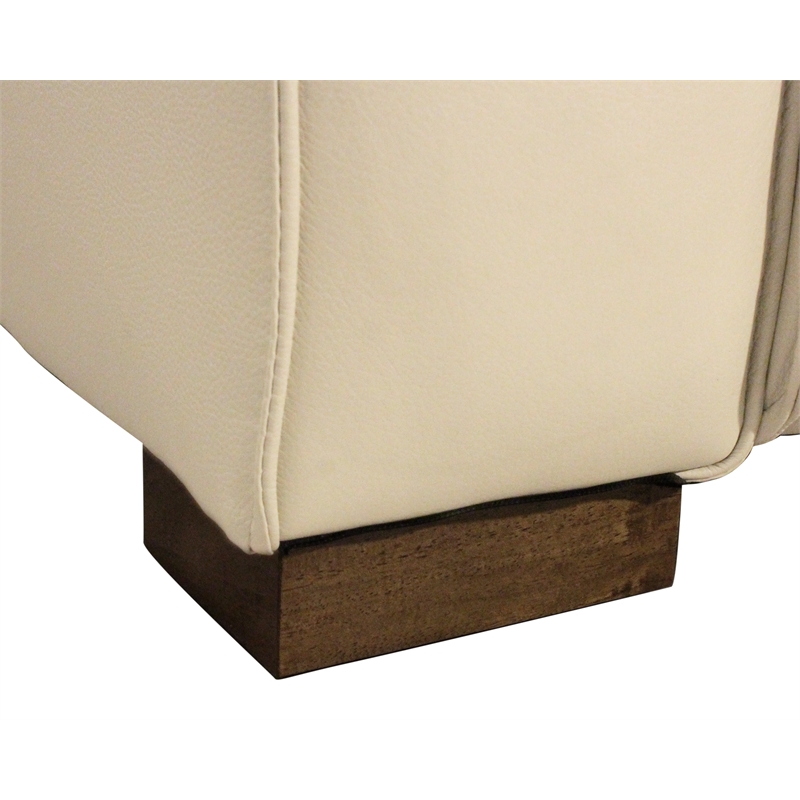Pemberly Row Full-Leather Power Reclining Sofa in Beige with Brown Legs