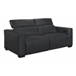 Pemberly Row Full-Leather Power Reclining Sofa in Blue with Black Legs