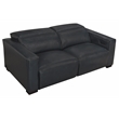 Pemberly Row Full-Leather Power Reclining Sofa in Blue with Black Legs