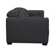 Pemberly Row Full-Leather Power Reclining Sofa in Blue with Black Legs