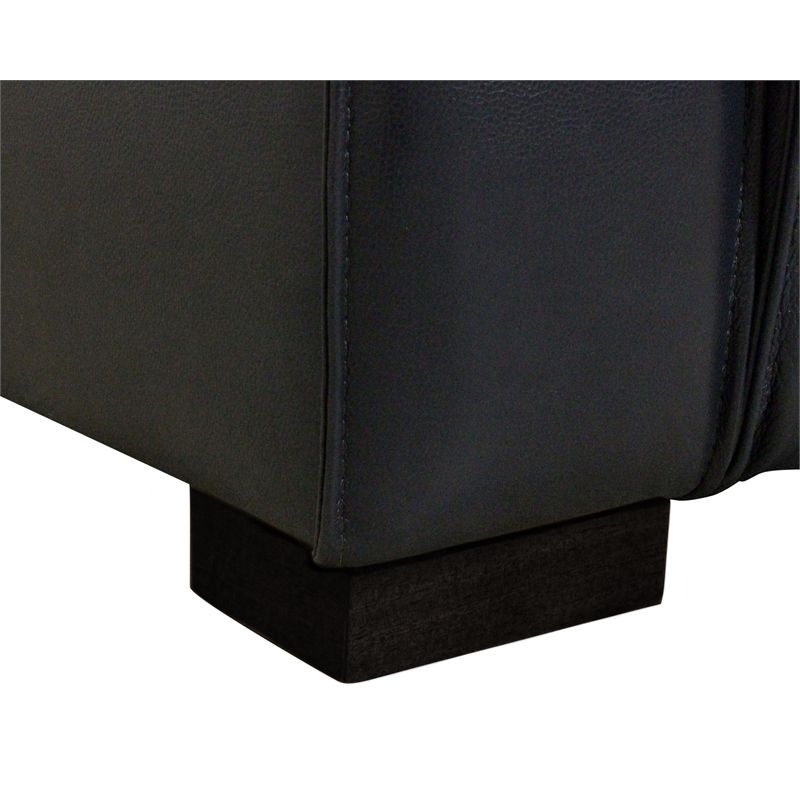 Pemberly Row Full-Leather Power Reclining Sofa in Blue with Black Legs