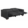 Pemberly Row Full-Leather Power Reclining Sofa in Blue with Brown Legs
