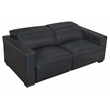 Pemberly Row Full-Leather Power Reclining Sofa in Blue with Brown Legs