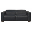 Pemberly Row Full-Leather Power Reclining Sofa in Blue with Brown Legs