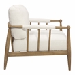 Pemberly Row Mid-Century Boucle Lounge Chair in Ivory on Natural Solid Wood