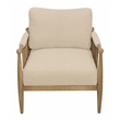 Pemberly Row Mid-Century Boucle Lounge Chair in Beige on Natural Solid Wood