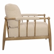 Pemberly Row Mid-Century Boucle Lounge Chair in Beige on Natural Solid Wood