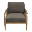 Pemberly Row Lounge Chair in Dark Gray Boucle Linen Fabric on Natural Wood