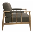 Pemberly Row Lounge Chair in Dark Gray Boucle Linen Fabric on Natural Wood