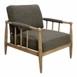 Pemberly Row Lounge Chair in Dark Gray Boucle Linen Fabric on Natural Wood