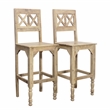 Pemberly Row 2-Piece Solid Mango Wood Bar Chair Set in Natural Finish