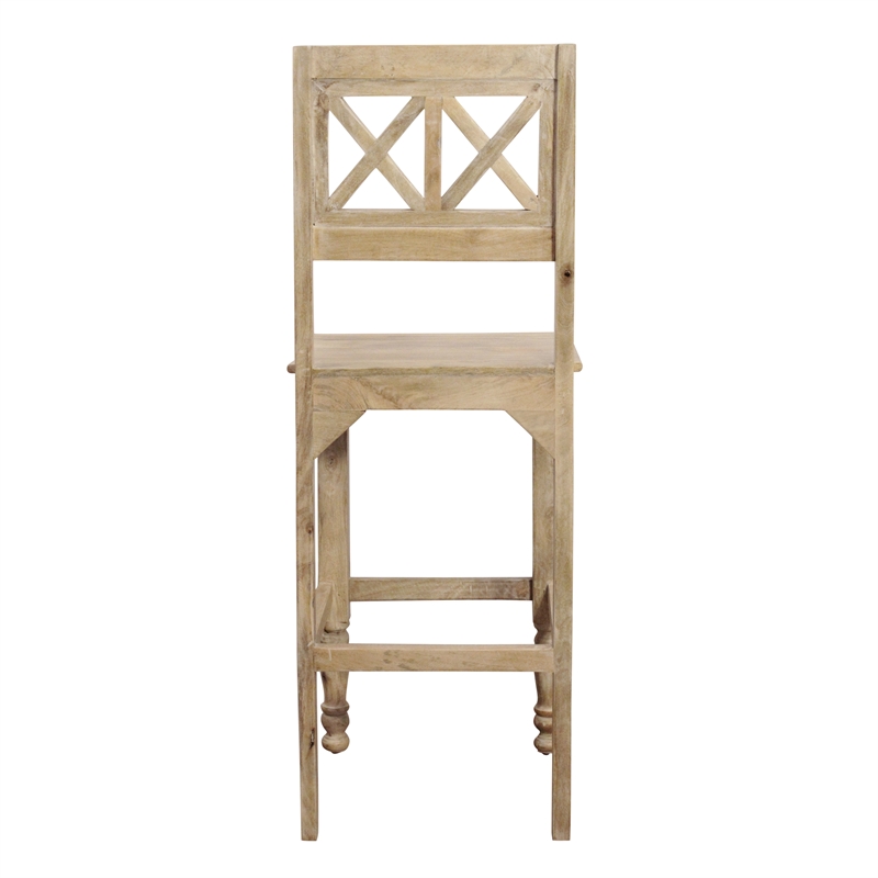 Pemberly Row 2-Piece Solid Mango Wood Bar Chair Set in Natural Finish
