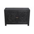Pemberly Row Hand-Carved 2-Door Solid Mango Wood Sideboard in Charcoal Gray